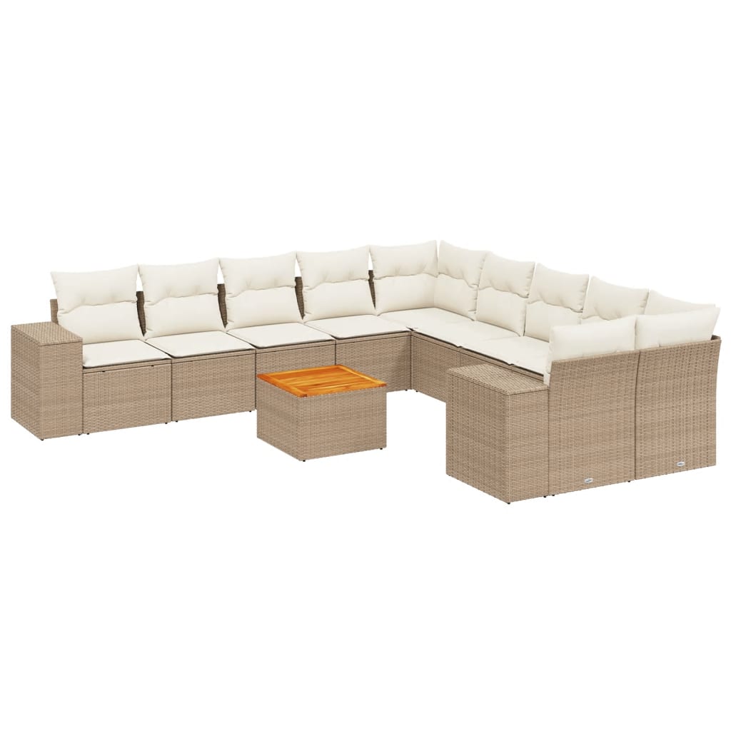 11-delige Tuinset met kussens poly rattan beige is nu te koop bij PeponiXL, paradijselijk wonen!