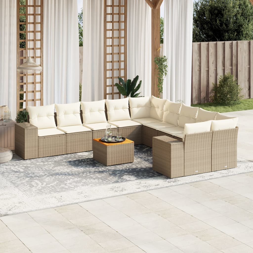 11-delige Tuinset met kussens poly rattan beige is nu te koop bij PeponiXL, paradijselijk wonen!
