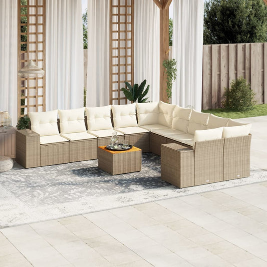 11-delige Tuinset met kussens poly rattan beige is nu te koop bij PeponiXL, paradijselijk wonen!