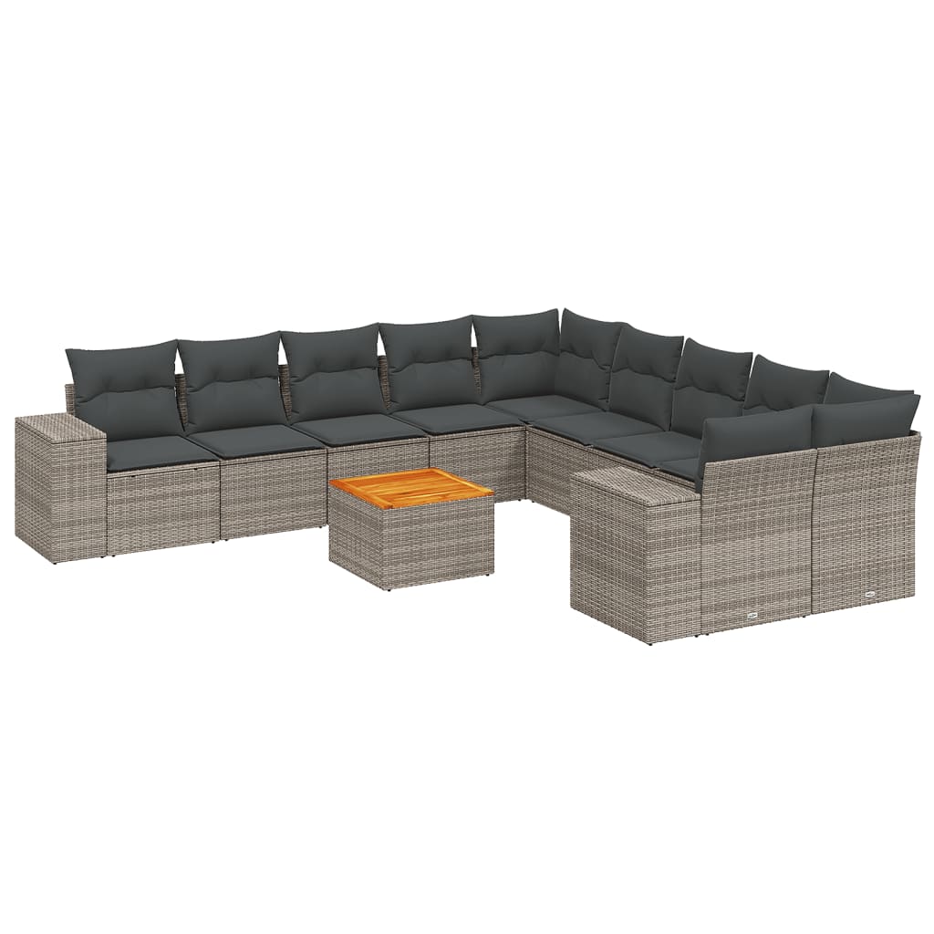 11-delige Loungeset met kussens poly rattan grijs is nu te koop bij PeponiXL, paradijselijk wonen!