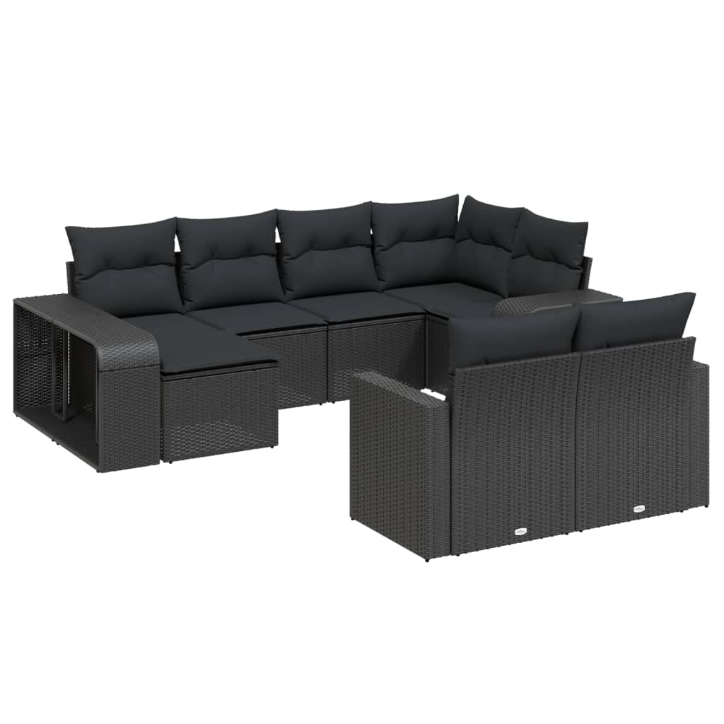 10-delige Loungeset met kussens poly rattan zwart is nu te koop bij PeponiXL, paradijselijk wonen!