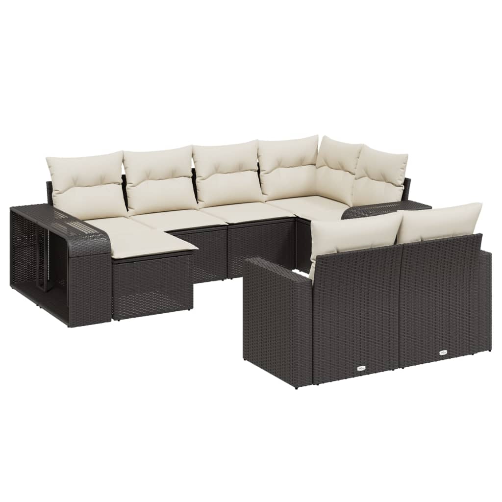 10-delige Loungeset met kussens poly rattan zwart is nu te koop bij PeponiXL, paradijselijk wonen!