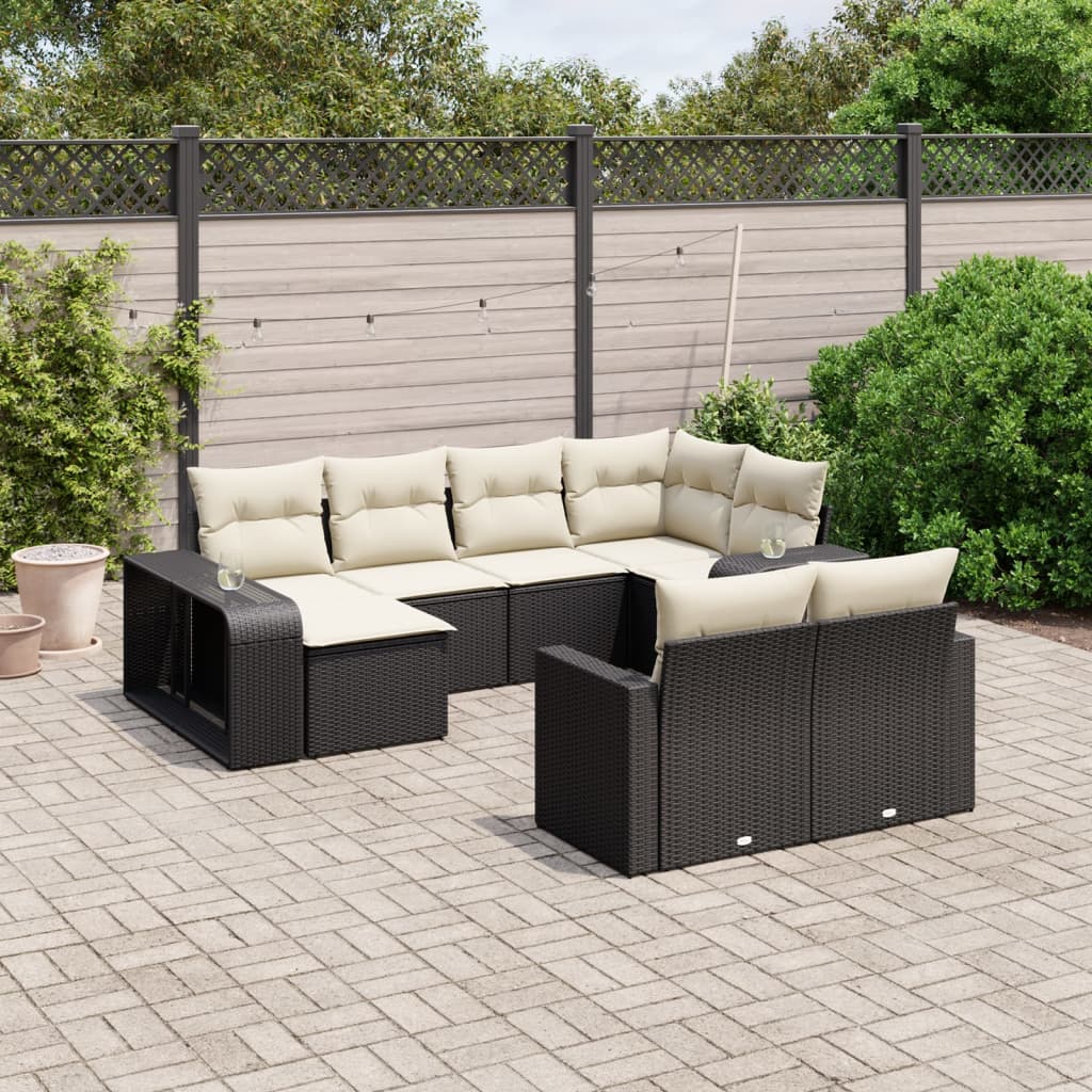 10-delige Loungeset met kussens poly rattan zwart is nu te koop bij PeponiXL, paradijselijk wonen!