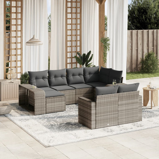 10-delige Loungeset met kussens poly rattan lichtgrijs is nu te koop bij PeponiXL, paradijselijk wonen!