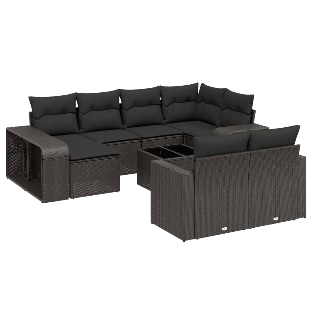 11-delige Loungeset met kussens poly rattan zwart is nu te koop bij PeponiXL, paradijselijk wonen!