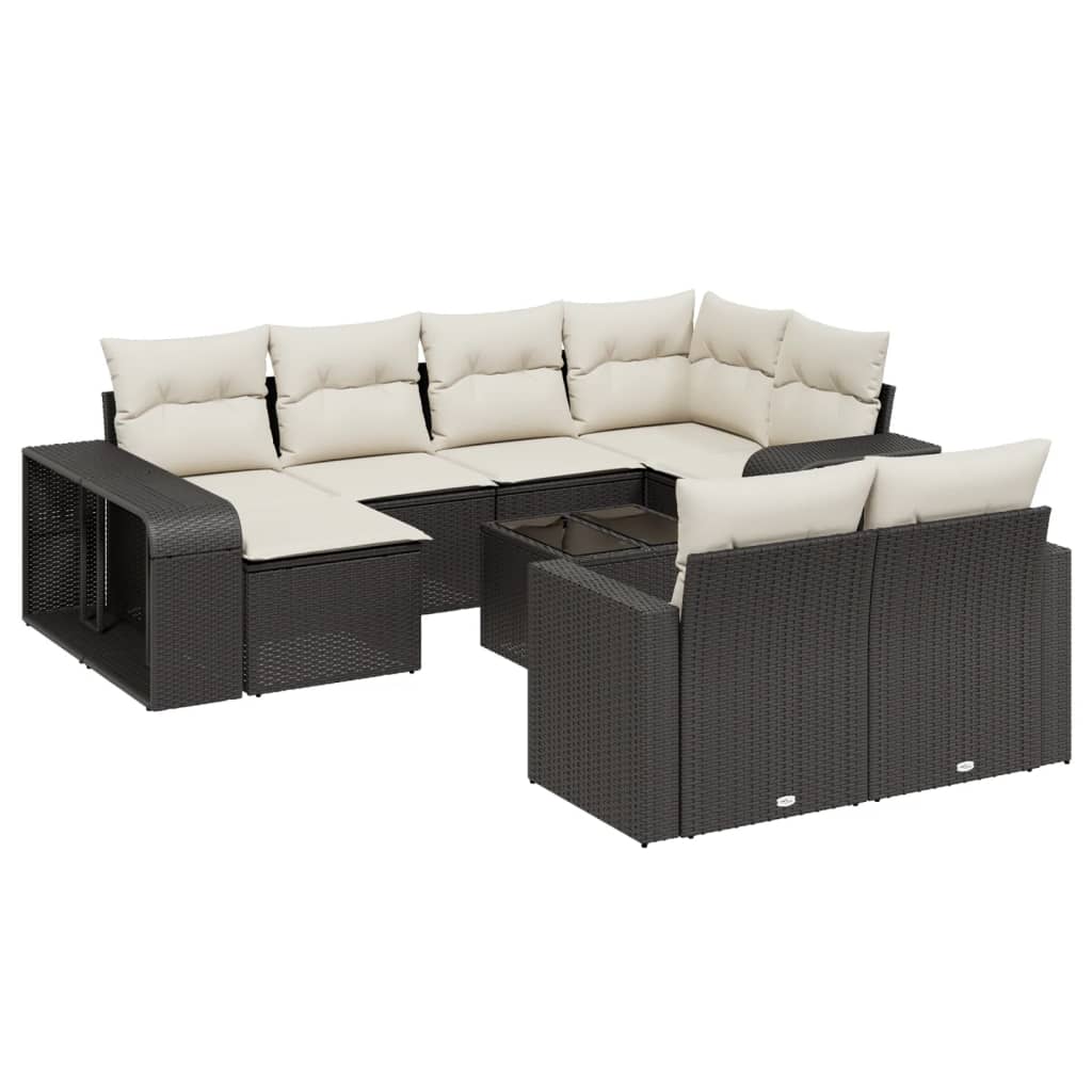 11-delige Loungeset met kussens poly rattan zwart is nu te koop bij PeponiXL, paradijselijk wonen!