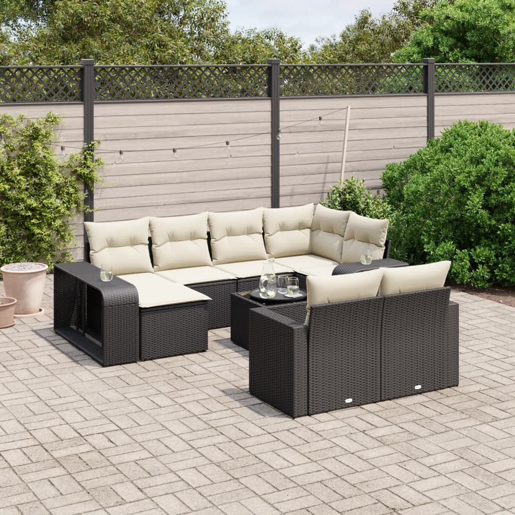 11-delige Loungeset met kussens poly rattan zwart is nu te koop bij PeponiXL, paradijselijk wonen!