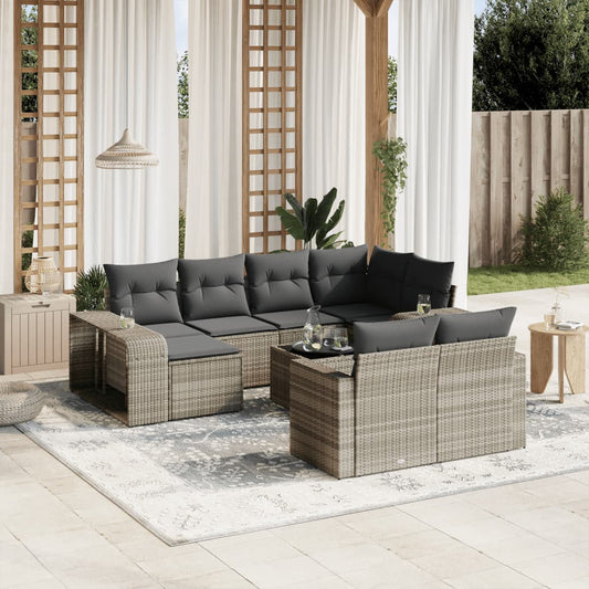 11-delige Loungeset met kussens poly rattan lichtgrijs is nu te koop bij PeponiXL, paradijselijk wonen!