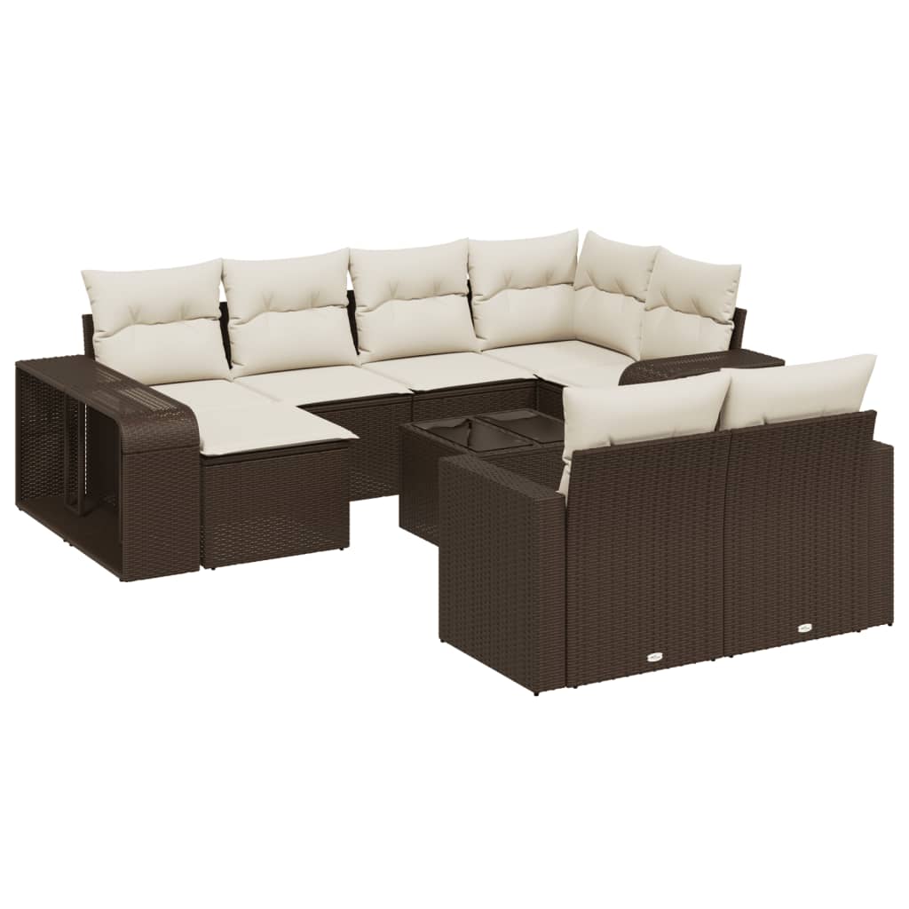 11-delige Loungeset met kussens poly rattan bruin is nu te koop bij PeponiXL, paradijselijk wonen!