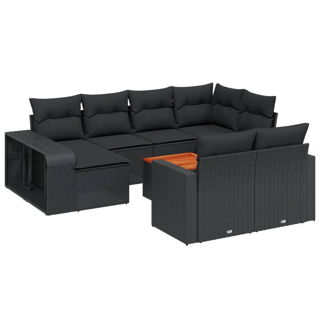 11-delige Loungeset met kussens poly rattan zwart is nu te koop bij PeponiXL, paradijselijk wonen!