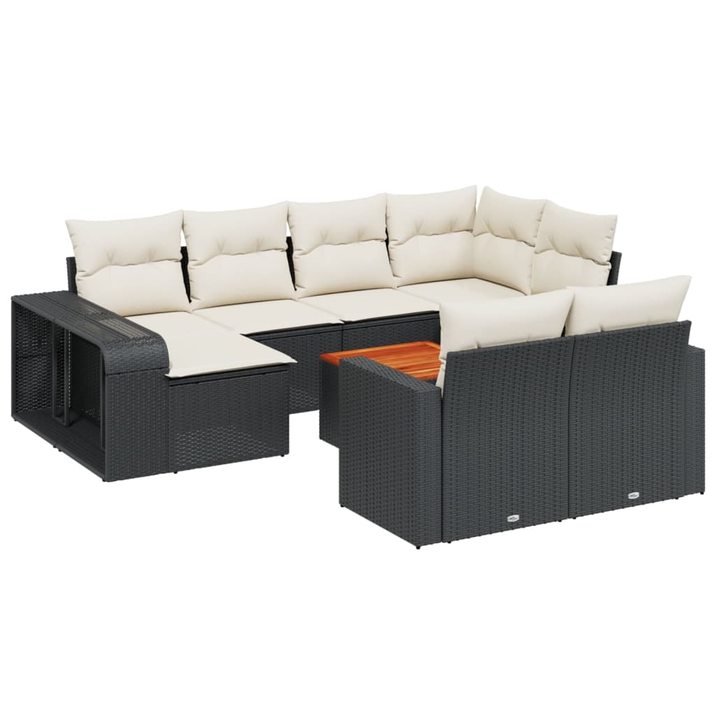 11-delige Loungeset met kussens poly rattan zwart is nu te koop bij PeponiXL, paradijselijk wonen!