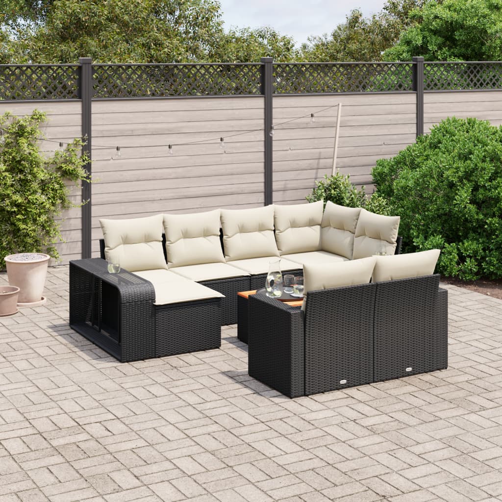 11-delige Loungeset met kussens poly rattan zwart is nu te koop bij PeponiXL, paradijselijk wonen!