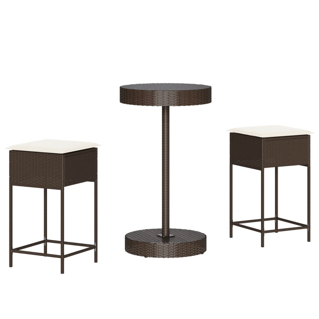 3-delige Tuinbarset met kussens poly rattan bruin is nu te koop bij PeponiXL, paradijselijk wonen!