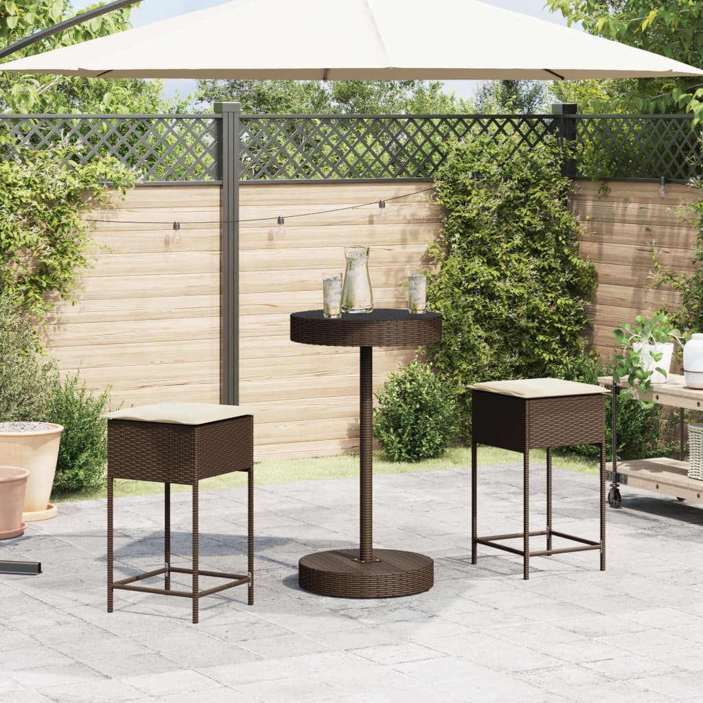 3-delige Tuinbarset met kussens poly rattan bruin is nu te koop bij PeponiXL, paradijselijk wonen!