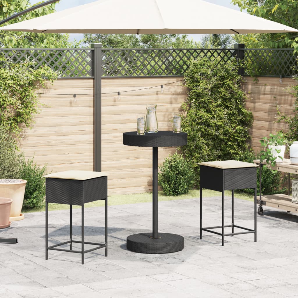 3-delige Tuinbarset met kussens poly rattan zwart is nu te koop bij PeponiXL, paradijselijk wonen!