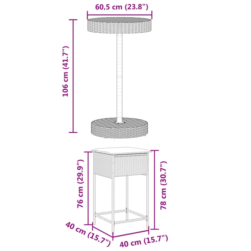 3-delige Tuinbarset met kussens poly rattan zwart is nu te koop bij PeponiXL, paradijselijk wonen!