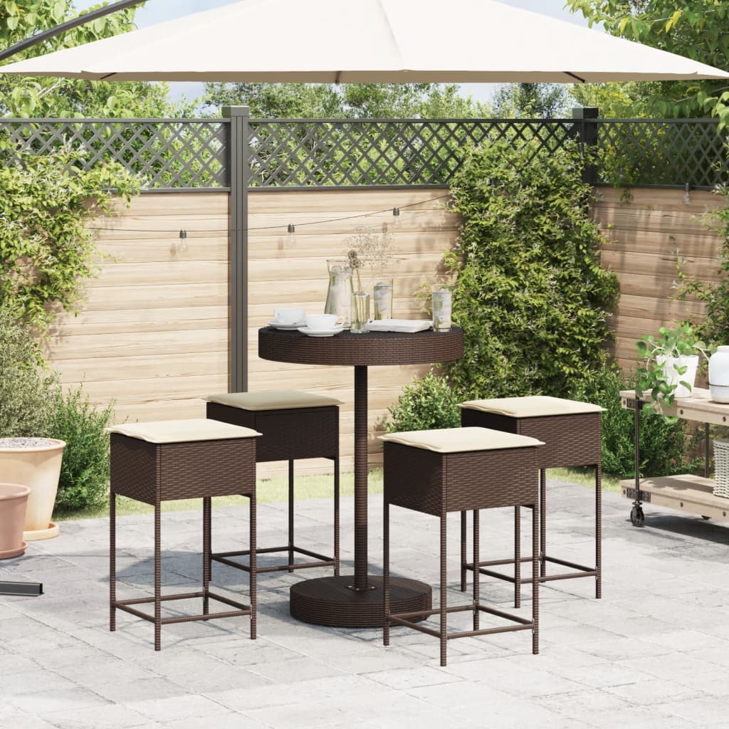 5-delige Tuinbarset met kussens poly rattan bruin is nu te koop bij PeponiXL, paradijselijk wonen!