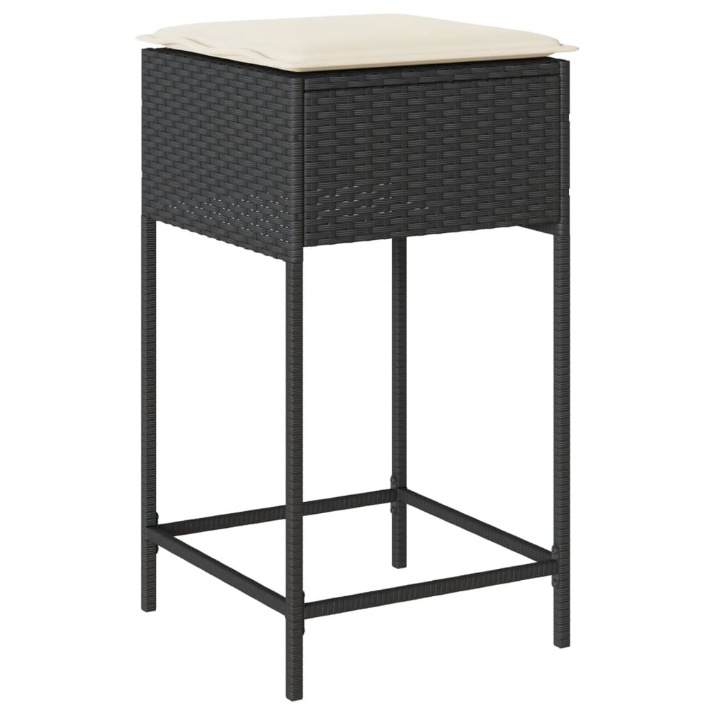 5-delige Tuinbarset met kussens poly rattan zwart is nu te koop bij PeponiXL, paradijselijk wonen!