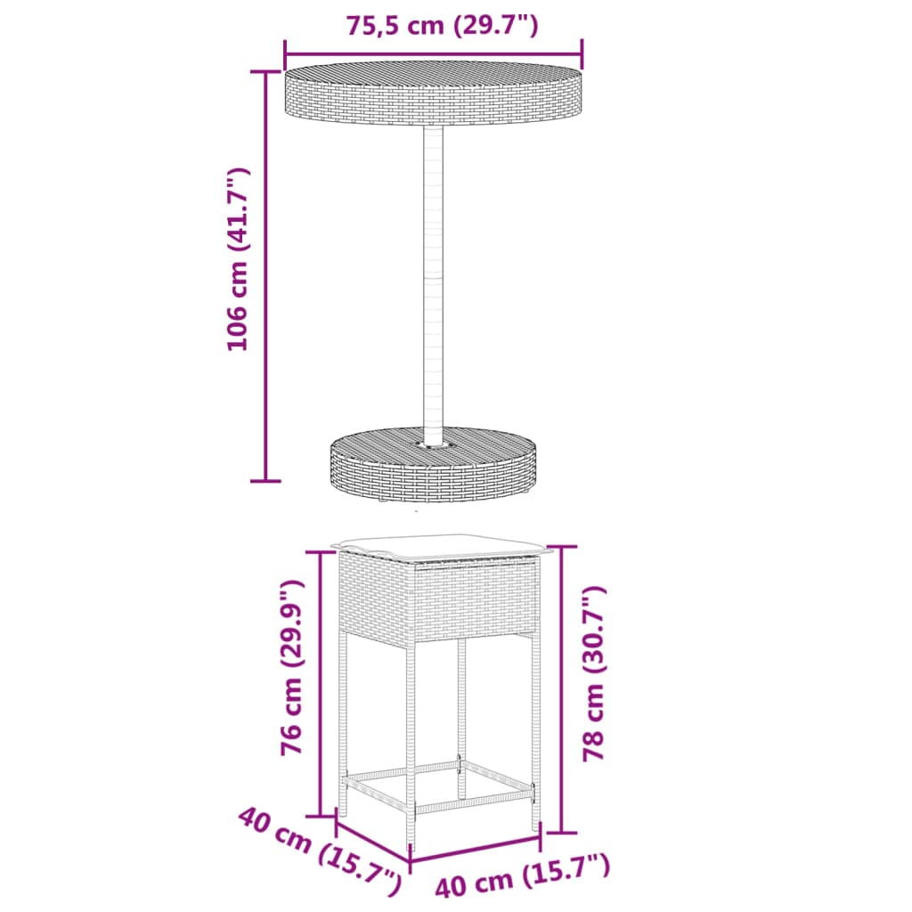 5-delige Tuinbarset met kussens poly rattan zwart is nu te koop bij PeponiXL, paradijselijk wonen!