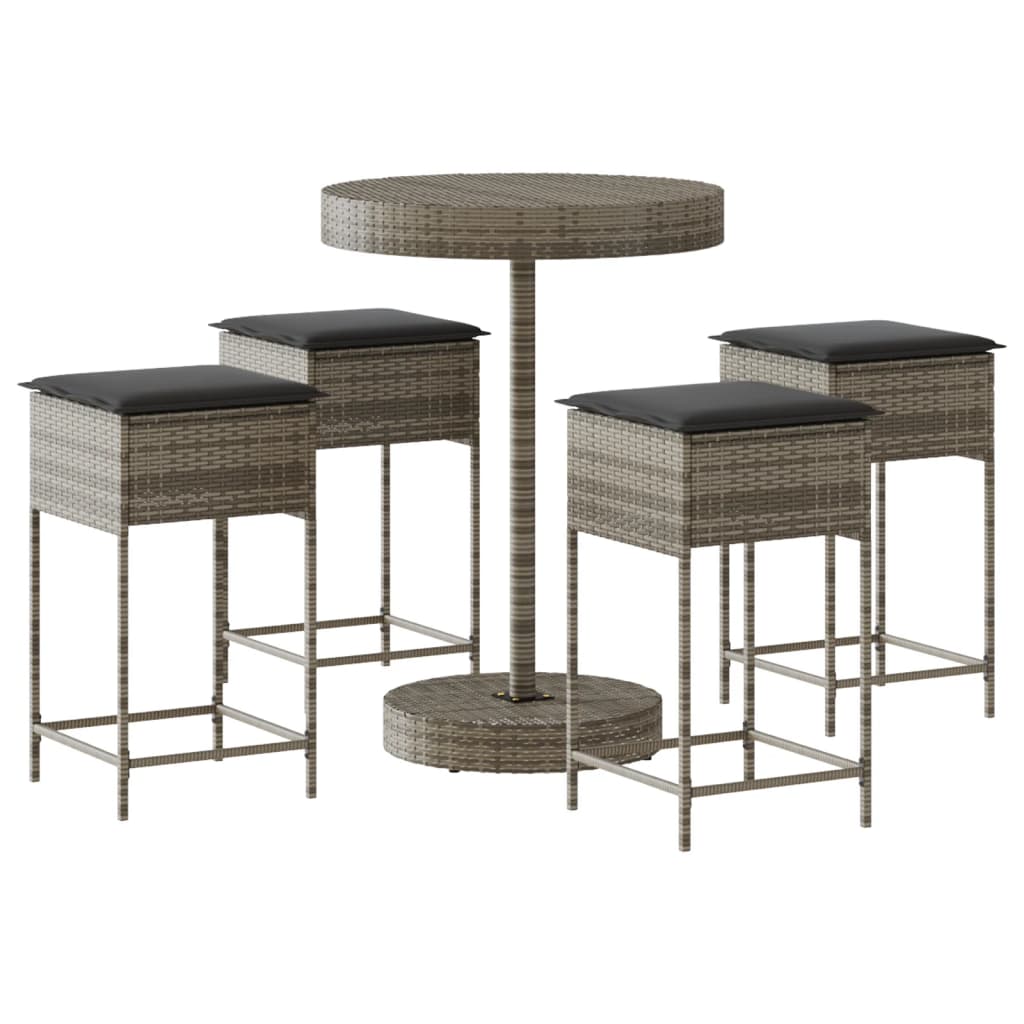 5-delige Tuinbarset met kussens poly rattan grijs is nu te koop bij PeponiXL, paradijselijk wonen!