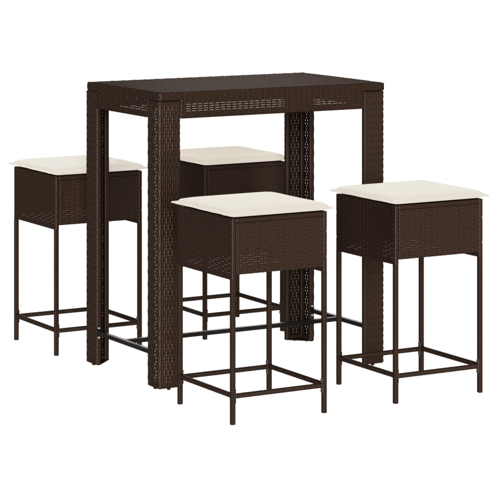 5-delige Tuinbarset met kussens poly rattan bruin is nu te koop bij PeponiXL, paradijselijk wonen!