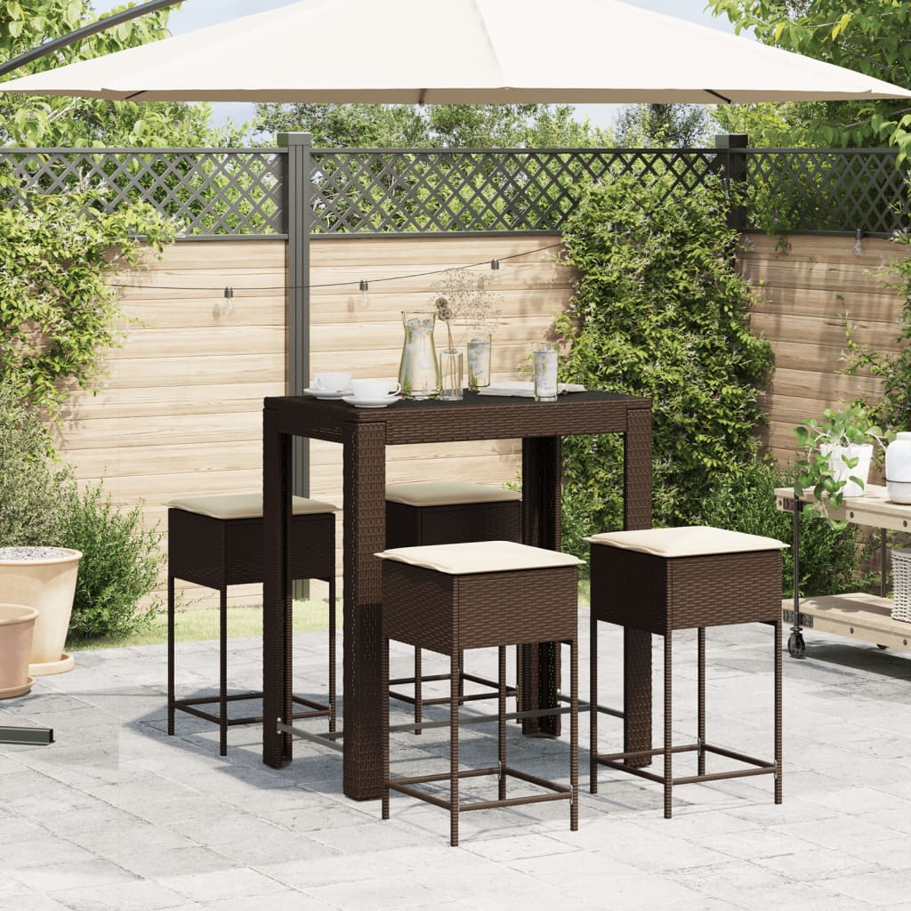 5-delige Tuinbarset met kussens poly rattan bruin is nu te koop bij PeponiXL, paradijselijk wonen!