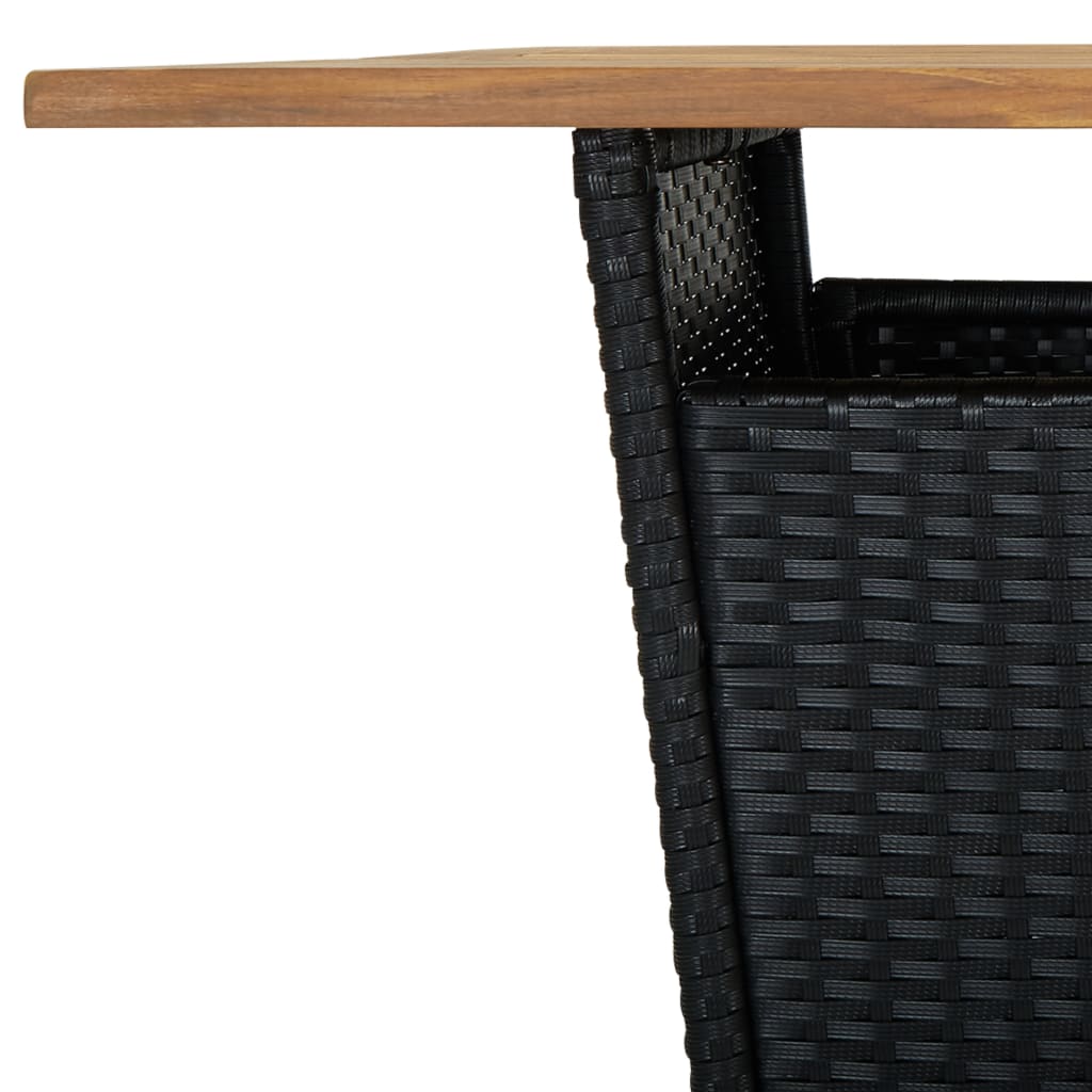 3-delige Tuinbarset met kussens poly rattan zwart