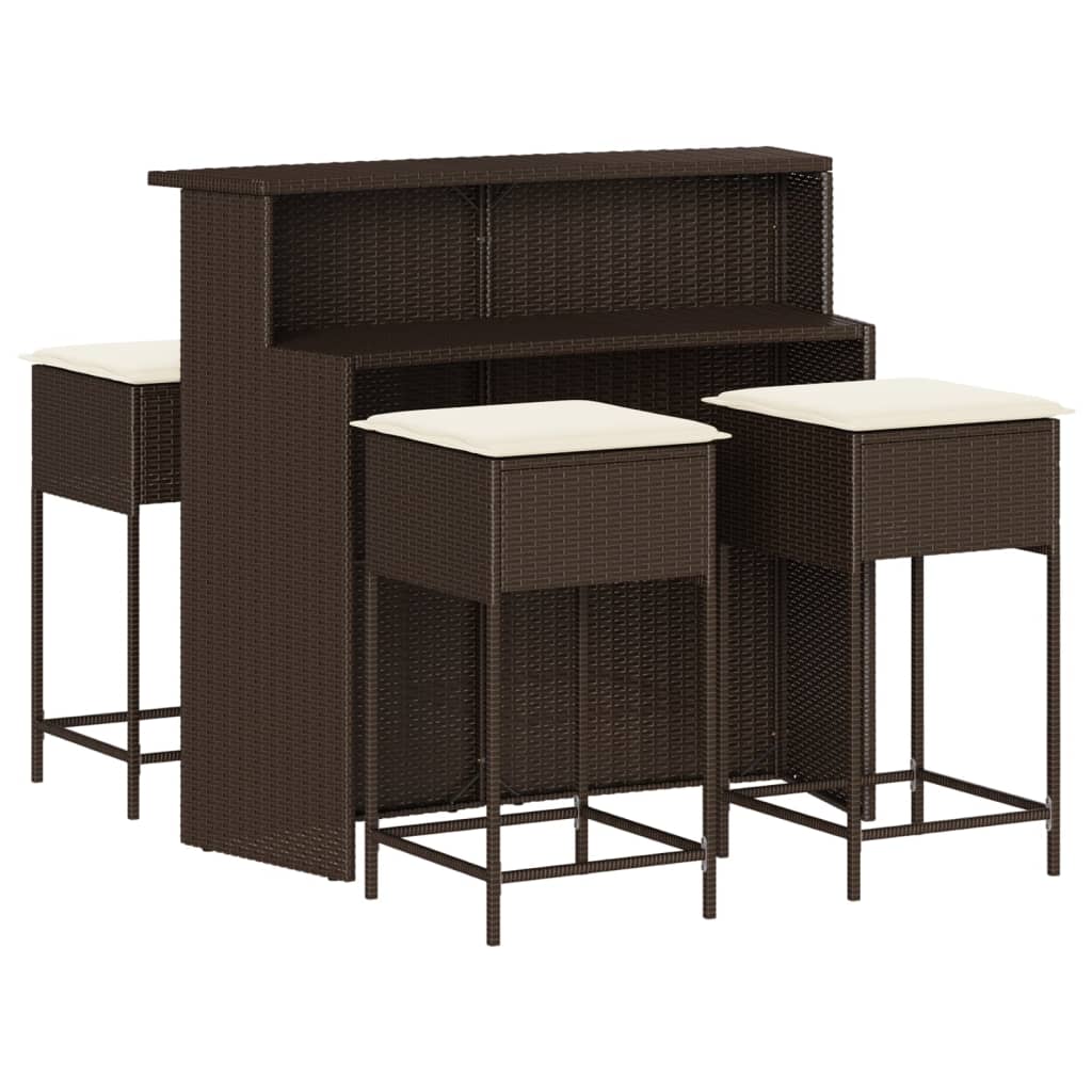 5-delige Tuinbarset met kussens poly rattan bruin is nu te koop bij PeponiXL, paradijselijk wonen!