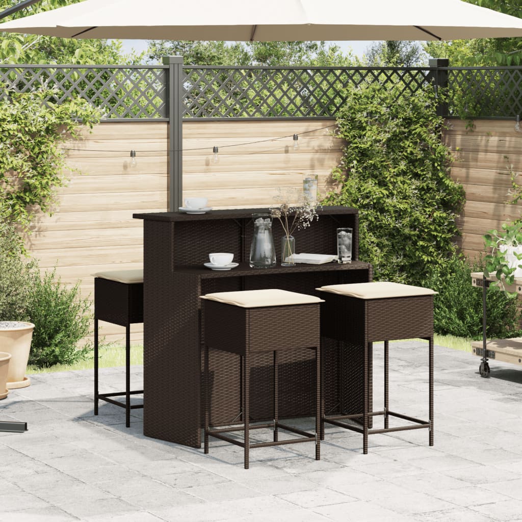 5-delige Tuinbarset met kussens poly rattan bruin is nu te koop bij PeponiXL, paradijselijk wonen!