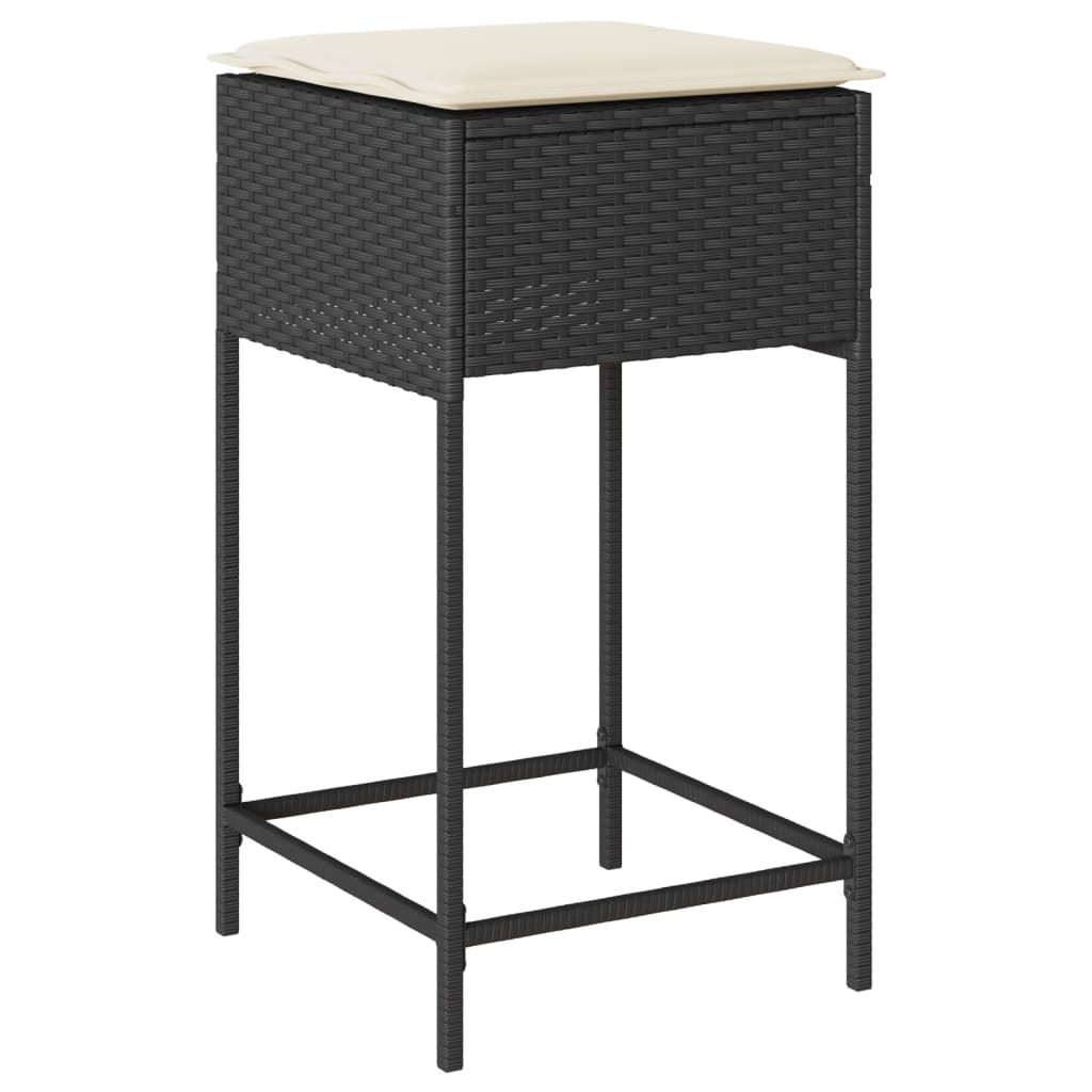 5-delige Tuinbarset met kussens poly rattan zwart is nu te koop bij PeponiXL, paradijselijk wonen!