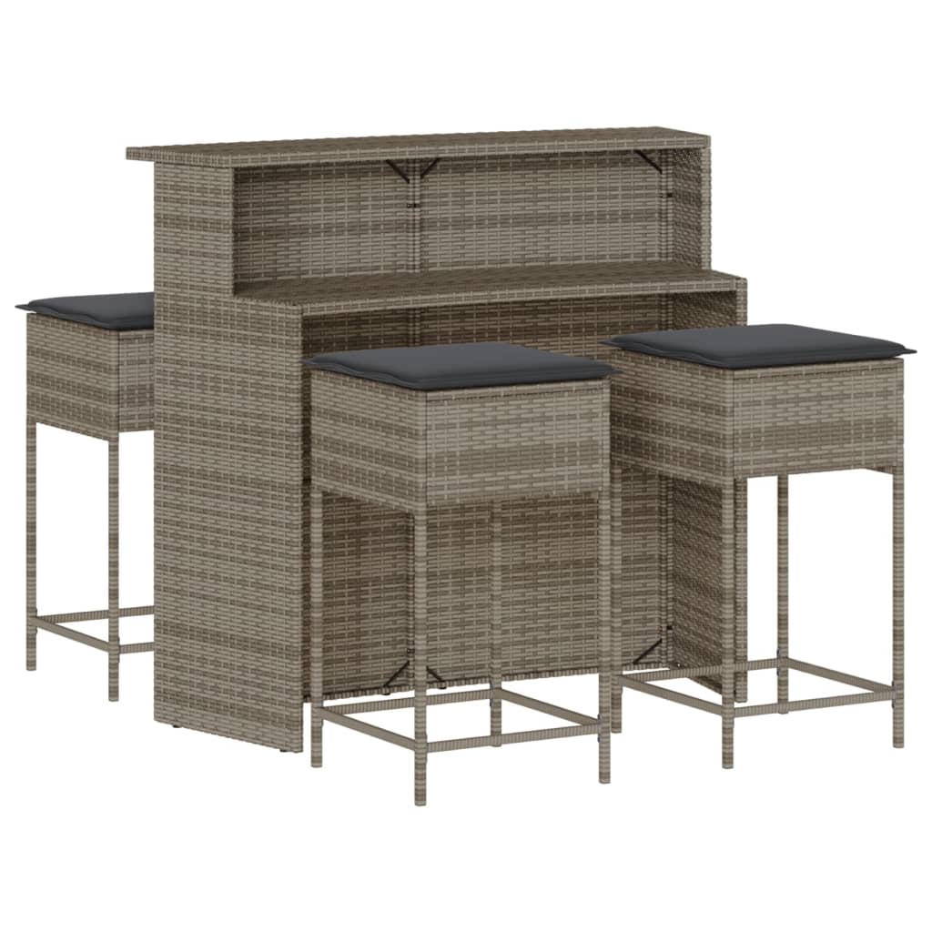 5-delige Tuinbarset met kussens poly rattan grijs is nu te koop bij PeponiXL, paradijselijk wonen!