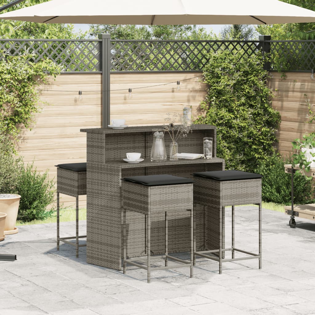 5-delige Tuinbarset met kussens poly rattan grijs is nu te koop bij PeponiXL, paradijselijk wonen!