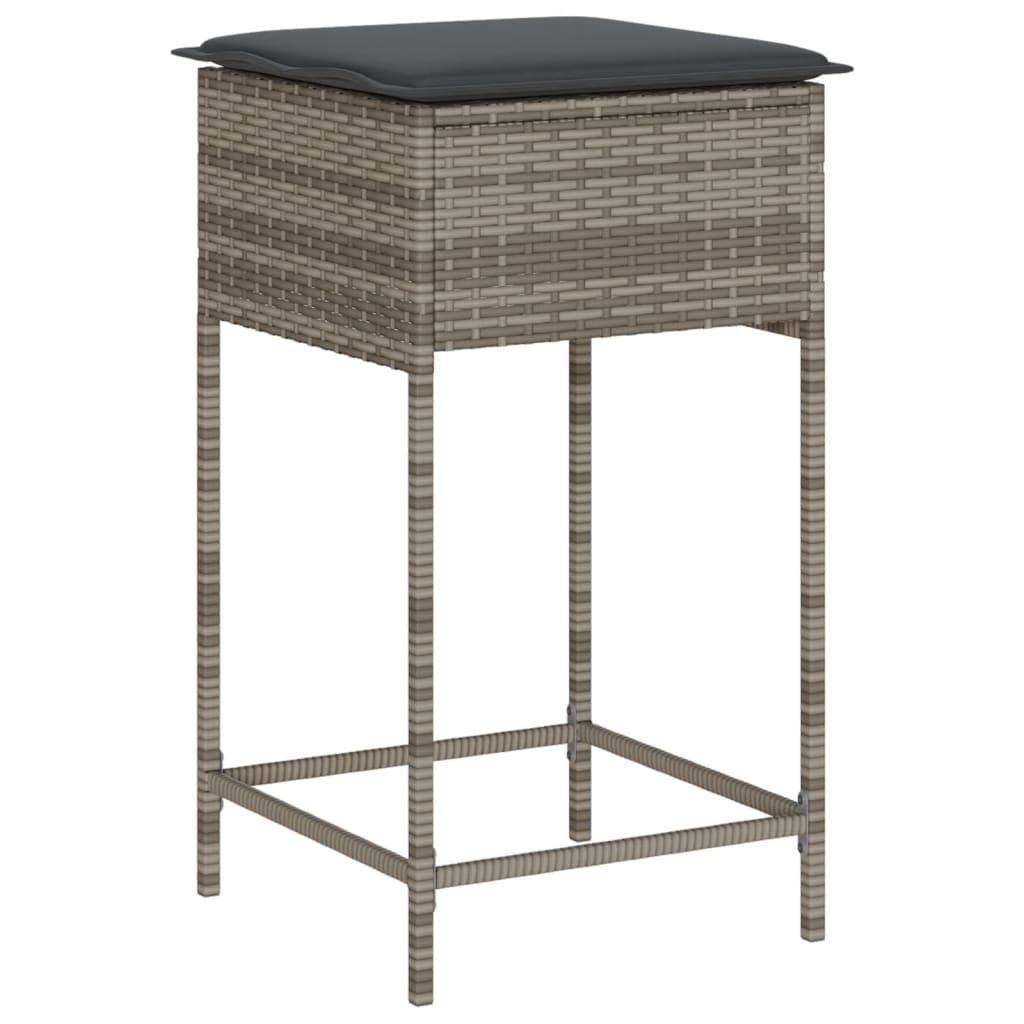 3-delige Tuinbarset met kussens poly rattan grijs is nu te koop bij PeponiXL, paradijselijk wonen!
