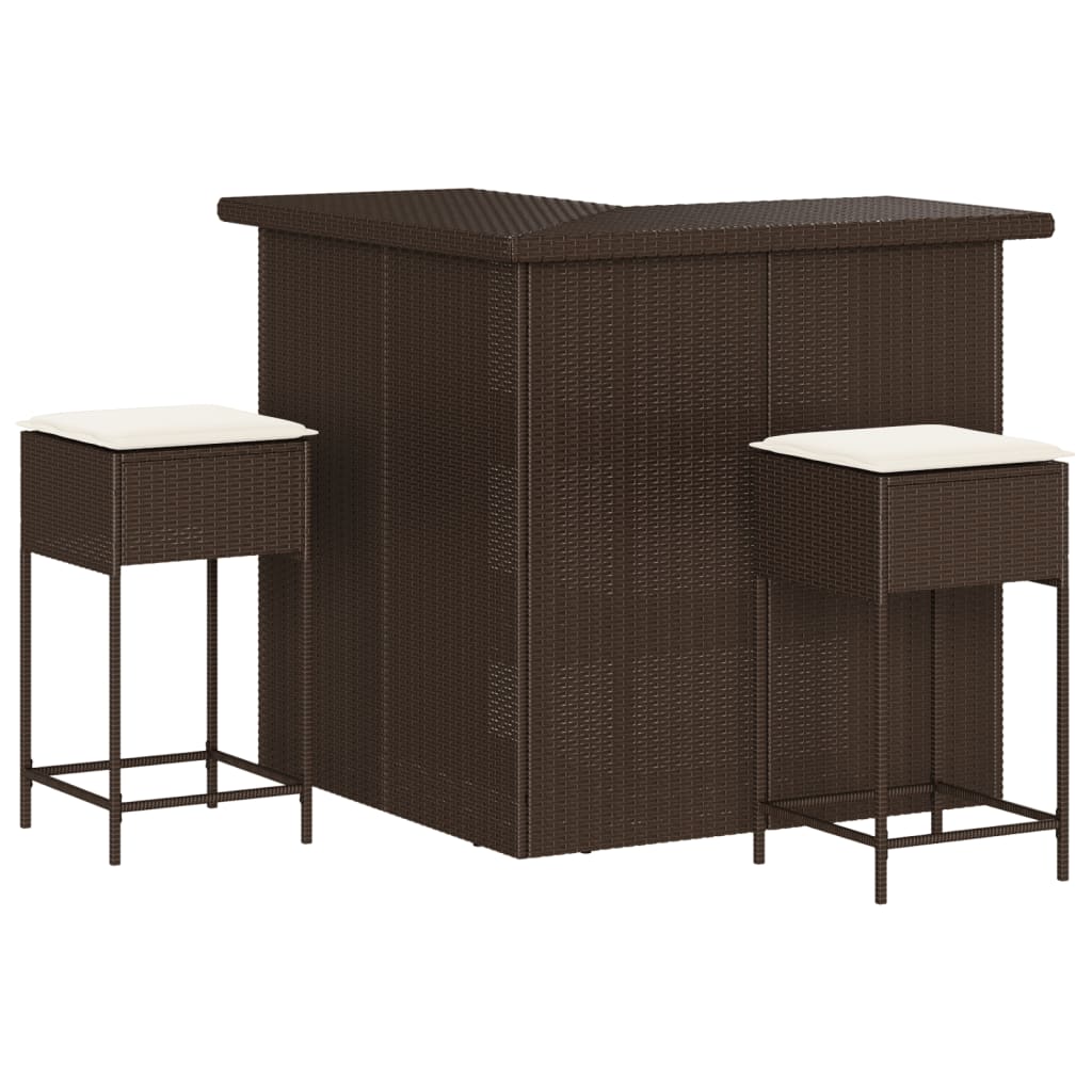 3-delige Tuinbarset met kussens poly rattan bruin is nu te koop bij PeponiXL, paradijselijk wonen!