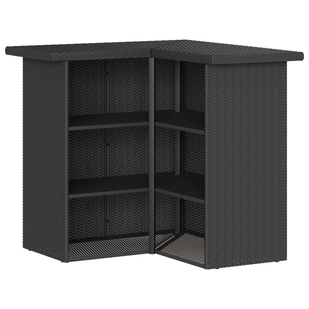 3-delige Tuinbarset met kussens poly rattan zwart