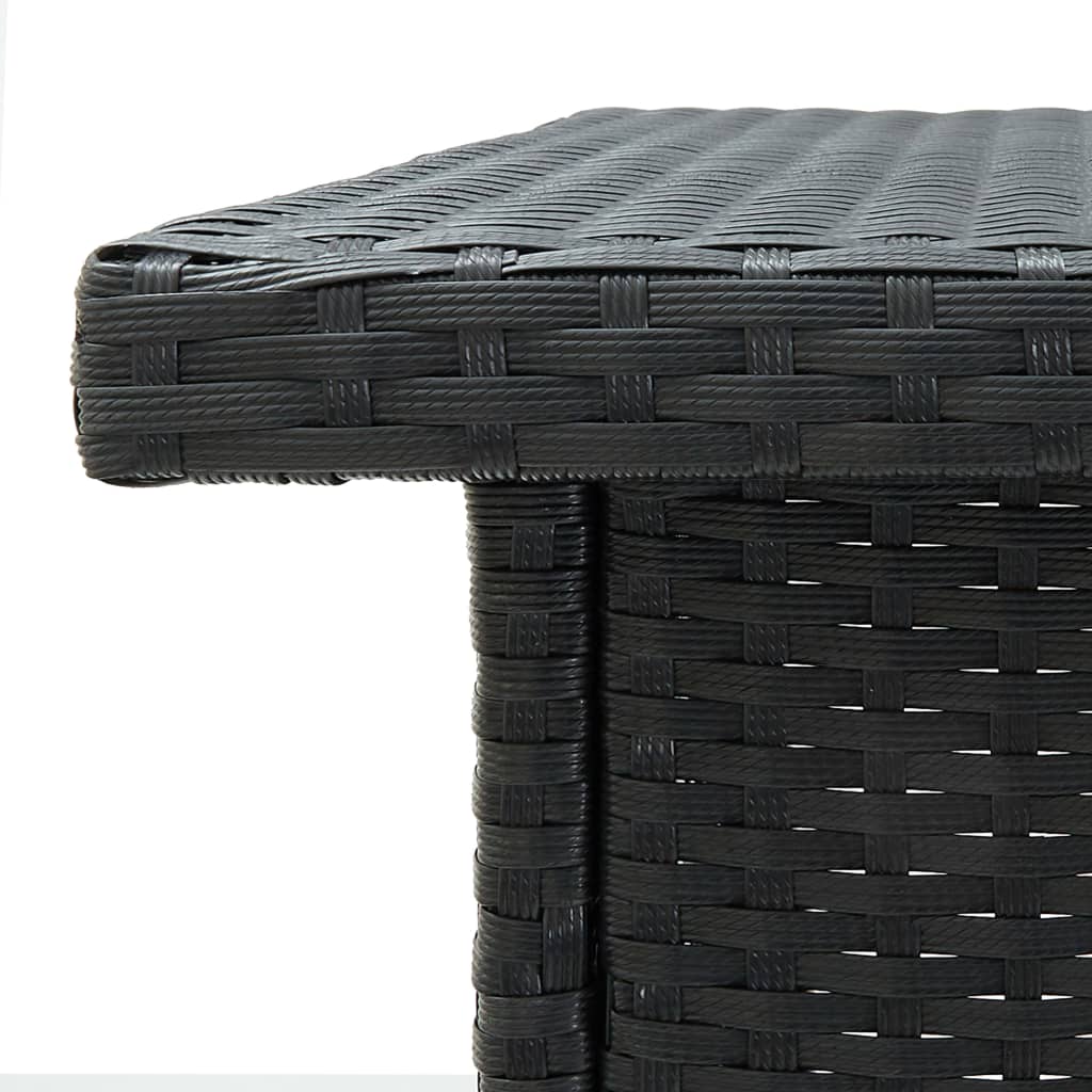 3-delige Tuinbarset met kussens poly rattan zwart