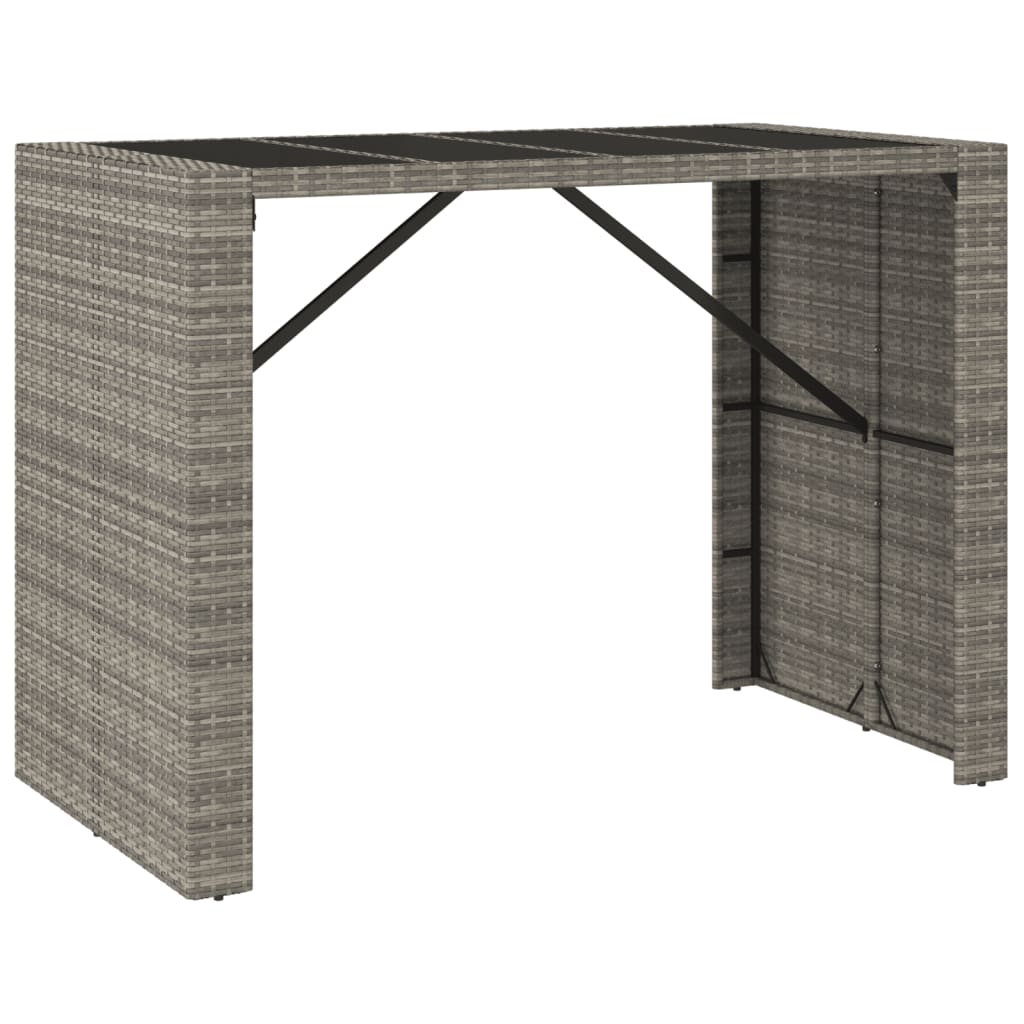 7-delige Tuinbarset met kussens poly rattan grijs