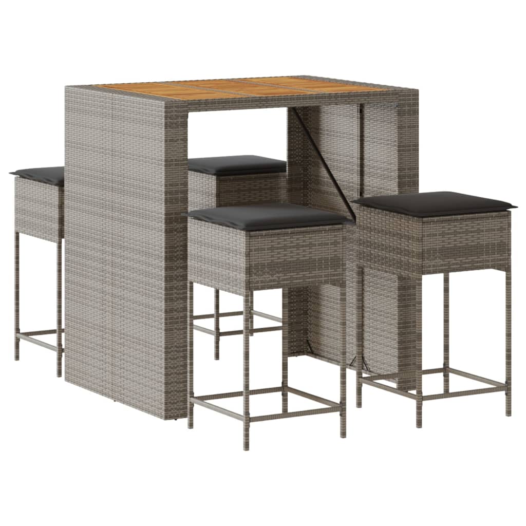 5-delige Tuinbarset met kussens poly rattan grijs is nu te koop bij PeponiXL, paradijselijk wonen!