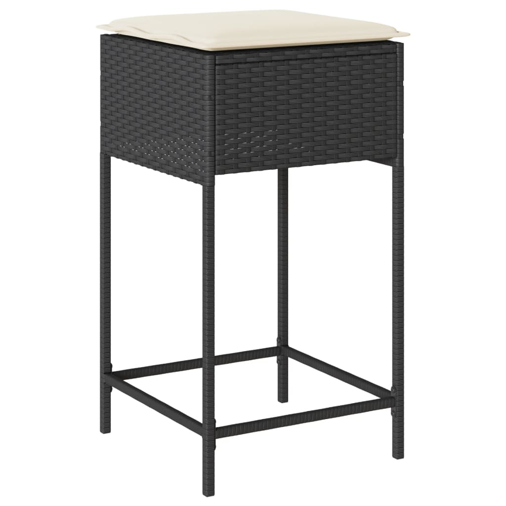 9-delige Tuinbarset met kussens poly rattan zwart is nu te koop bij PeponiXL, paradijselijk wonen!