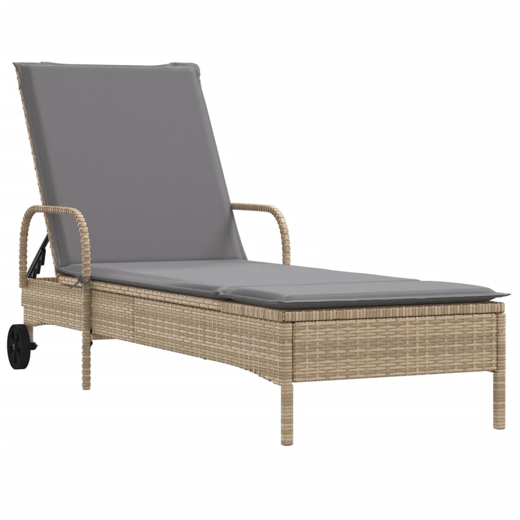 Ligstoelen 2 st met kussens poly rattan beige is nu te koop bij PeponiXL, paradijselijk wonen!