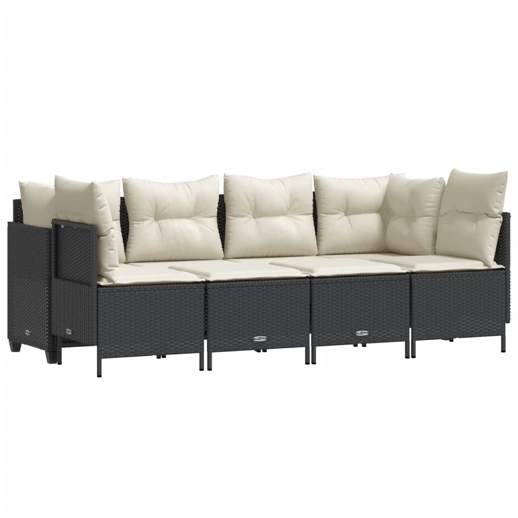 5-delige Loungeset met kussens poly rattan zwart is nu te koop bij PeponiXL, paradijselijk wonen!