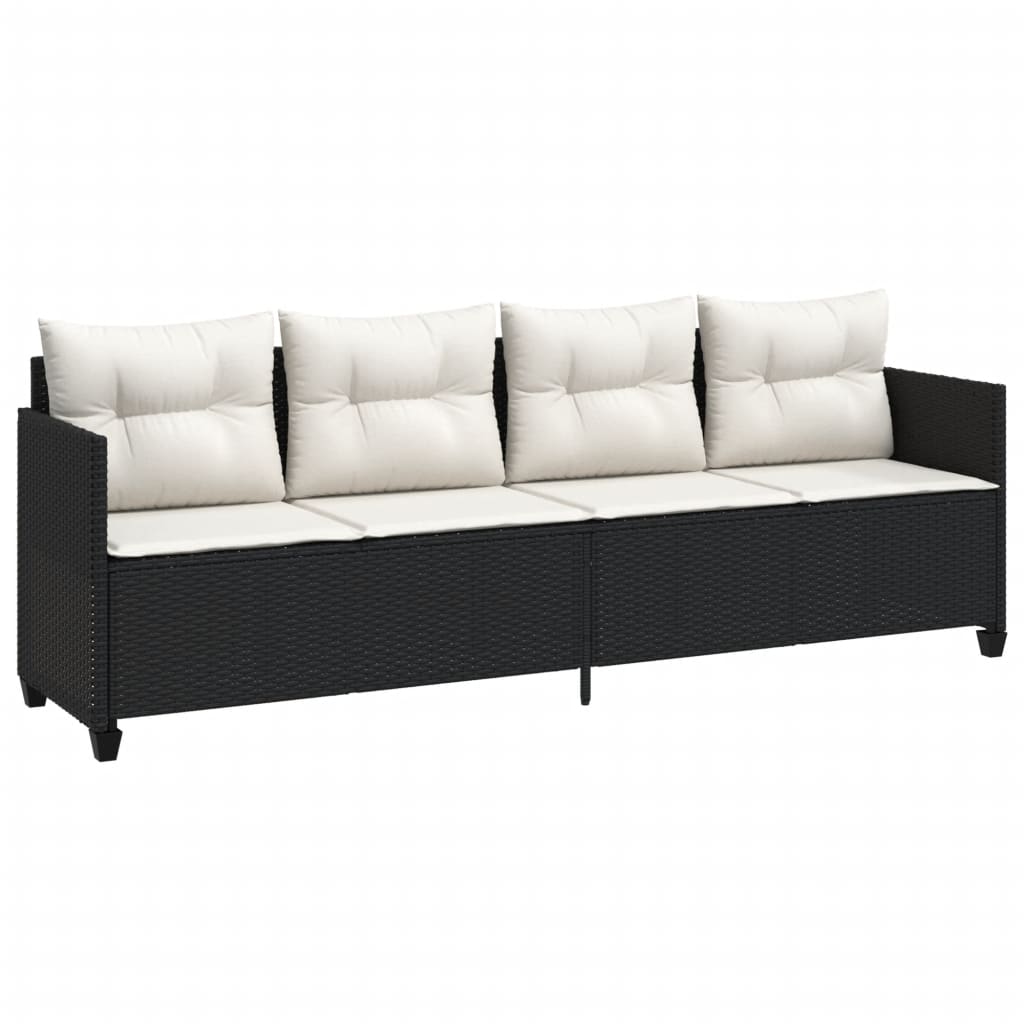 5-delige Loungeset met kussens poly rattan zwart is nu te koop bij PeponiXL, paradijselijk wonen!