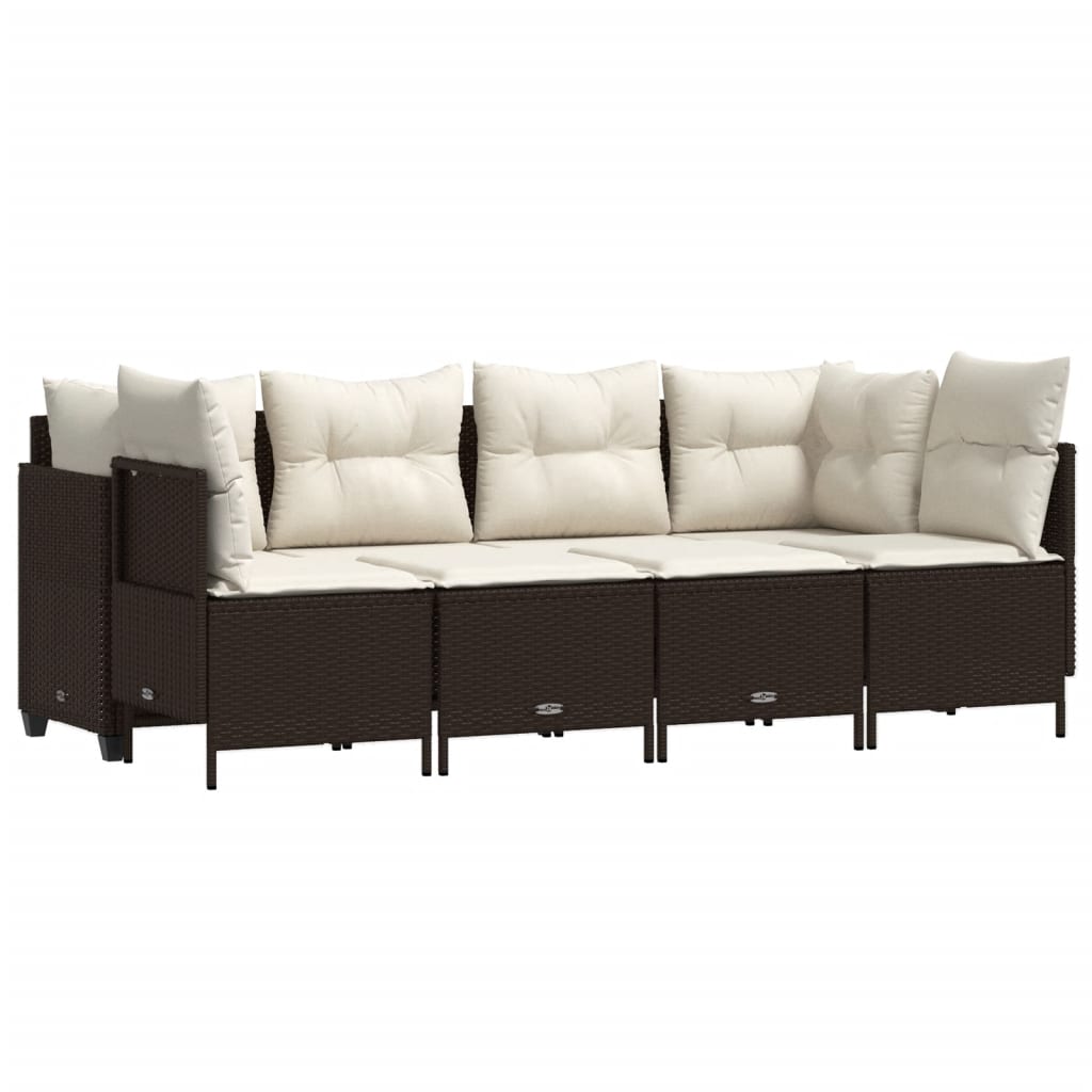5-delige Loungeset met kussens poly rattan bruin is nu te koop bij PeponiXL, paradijselijk wonen!
