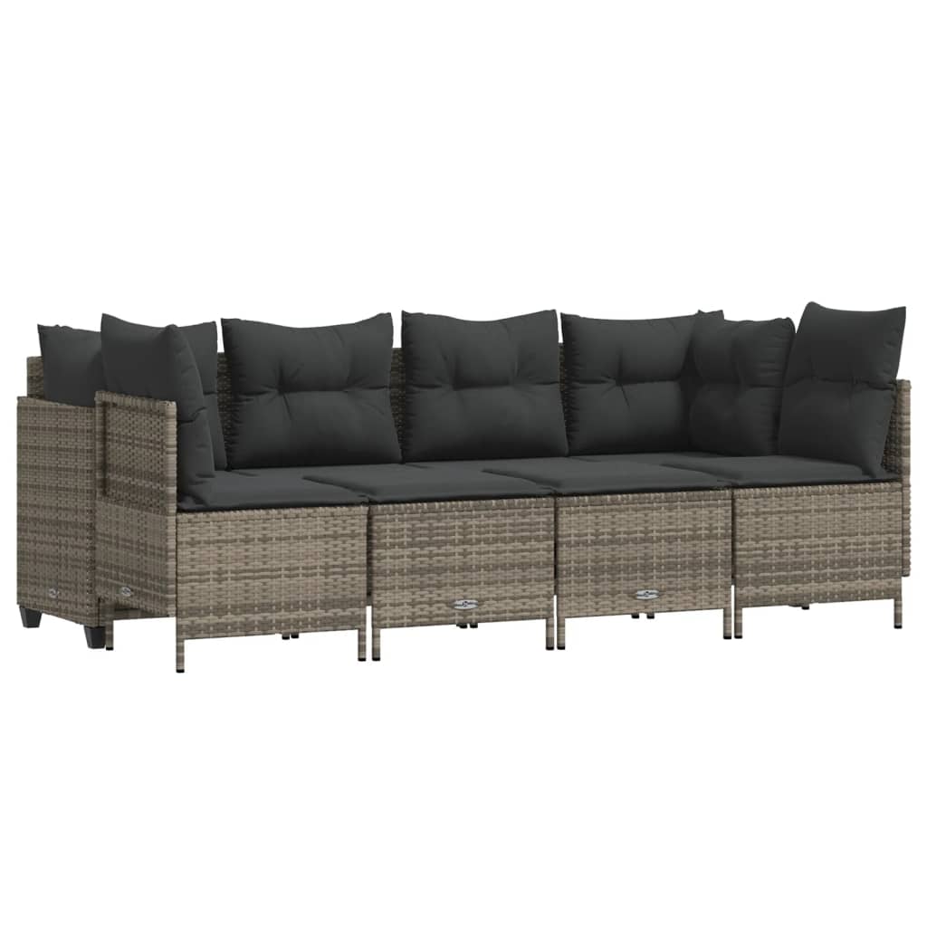 5-delige Loungeset met kussens poly rattan grijs is nu te koop bij PeponiXL, paradijselijk wonen!