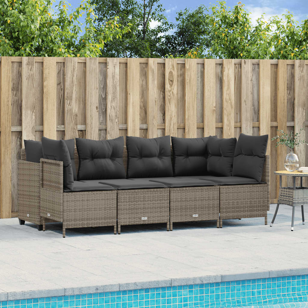 5-delige Loungeset met kussens poly rattan grijs is nu te koop bij PeponiXL, paradijselijk wonen!