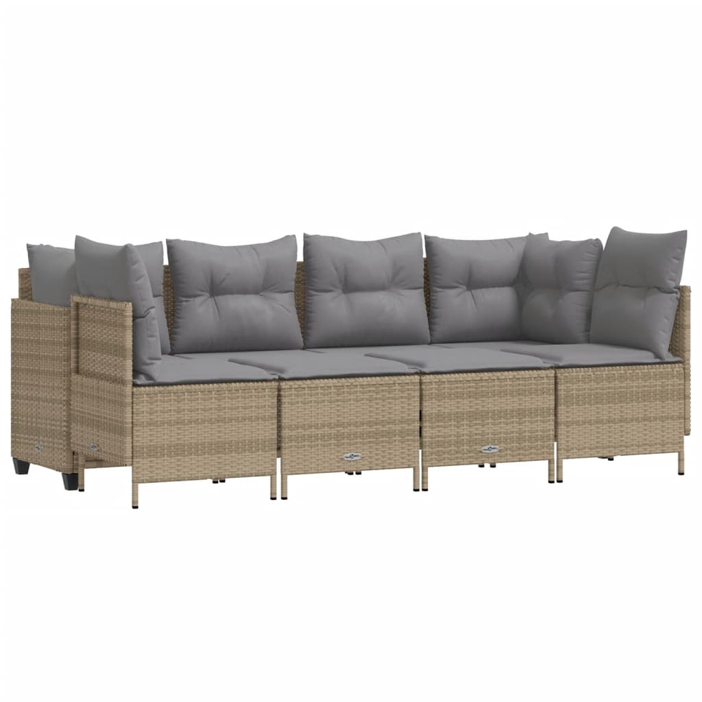 5-delige Loungeset met kussens poly rattan beige is nu te koop bij PeponiXL, paradijselijk wonen!