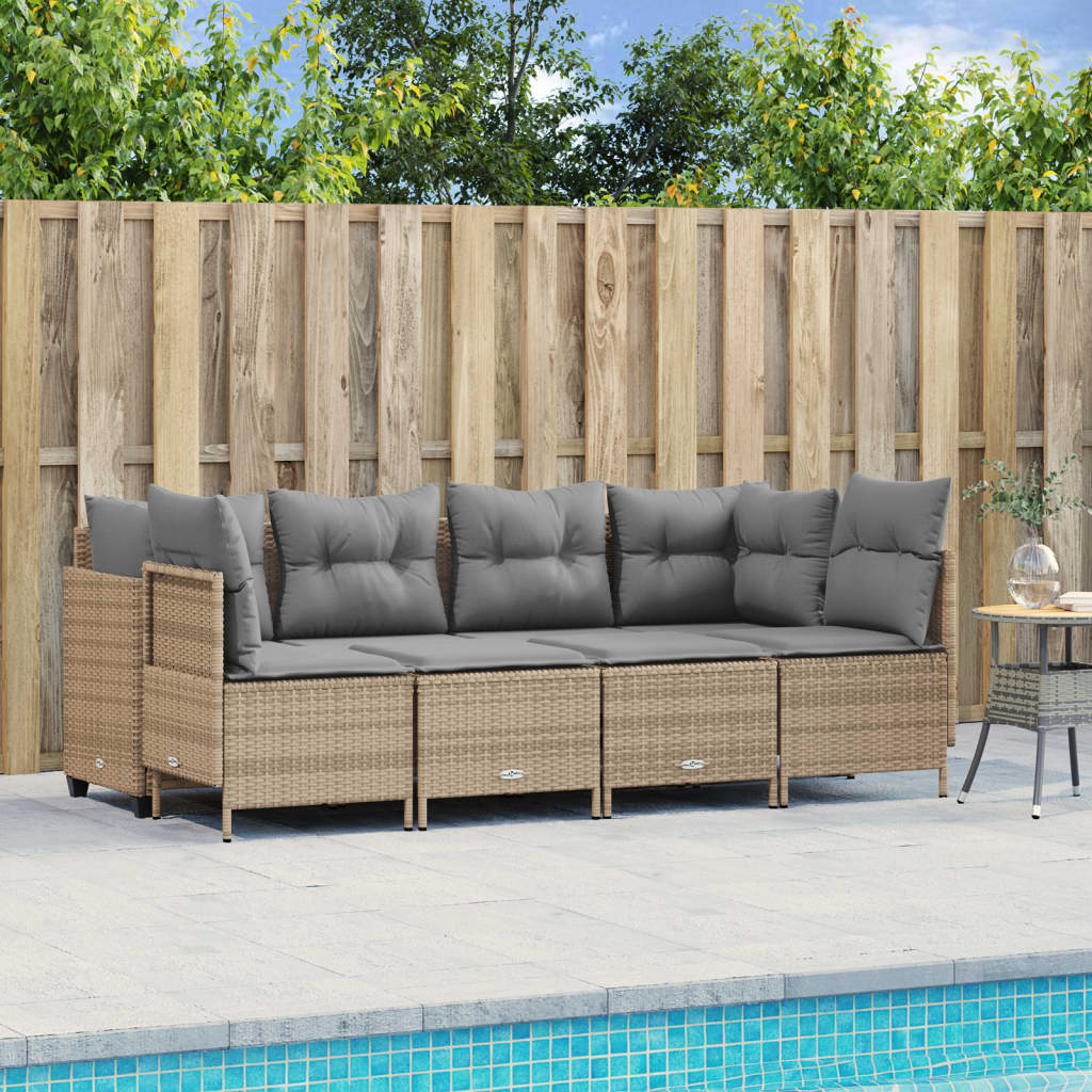 5-delige Loungeset met kussens poly rattan beige is nu te koop bij PeponiXL, paradijselijk wonen!