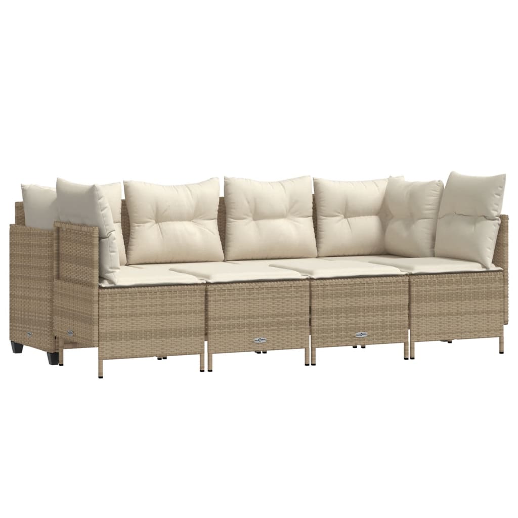 5-delige Loungeset met kussens poly rattan beige is nu te koop bij PeponiXL, paradijselijk wonen!