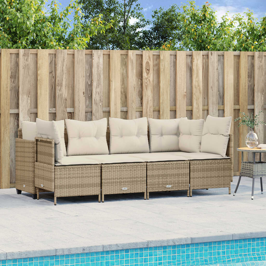 5-delige Loungeset met kussens poly rattan beige is nu te koop bij PeponiXL, paradijselijk wonen!
