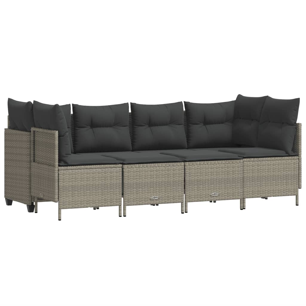 5-delige Loungeset met kussens poly rattan lichtgrijs is nu te koop bij PeponiXL, paradijselijk wonen!